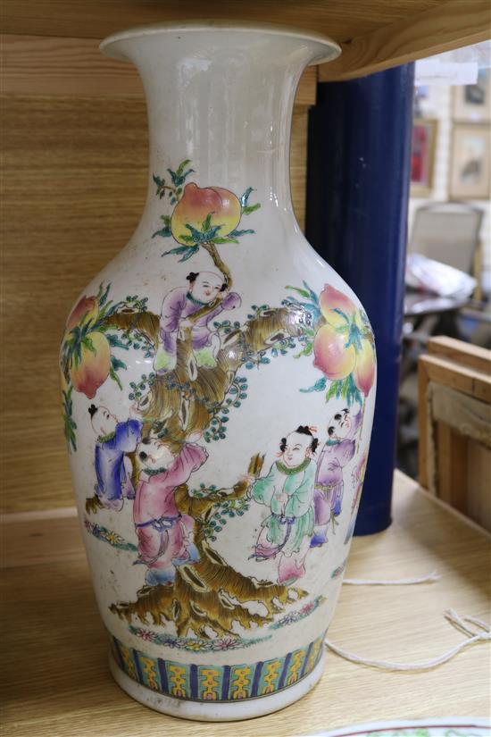 A collection of Chinese 18th century and later bowls and a vase vase height 42cm